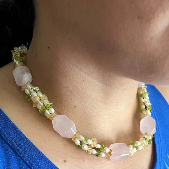 Vintage Ross-Simons Multi-Gemstone and White Pearl Necklace 16" - Picture 1 of 17